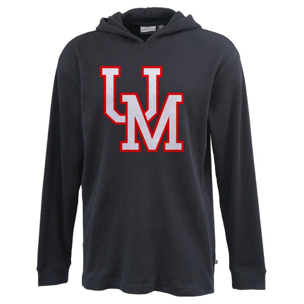 Men's Ole Miss logo Univ Mississippi Thermal waffle Hoodie BLACK